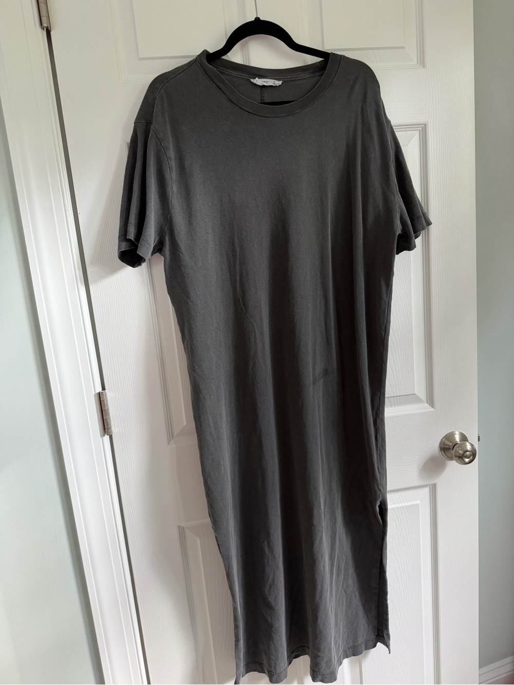 Everyday Short-Sleeve Maxi Dress in Charcoal Gray